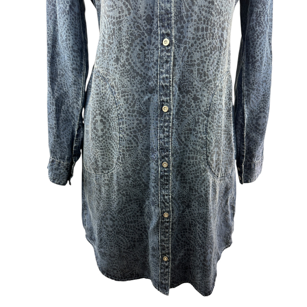Cloth & Stone x Anthropologie Chambray Printed Button Belted Shirt Dress Small - Picture 4 of 16